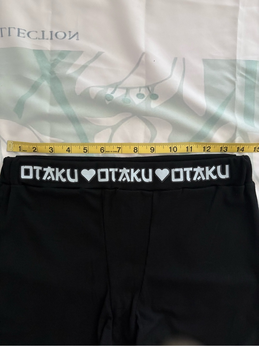 Otaku Black Ribbed Bike Shorts with OTAKU Elastic Waist - Picture 4 of 9